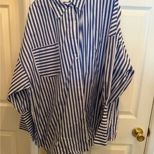 Fashion Nova Striped Blue and White Top